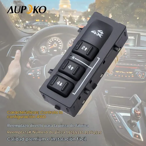 Vista 2 de Aupoko Interruptor selector 4WD, interruptor de caja de transferencia de 3 botones de tracción 4x4, sustituye a # 19259312 15164519 15136040