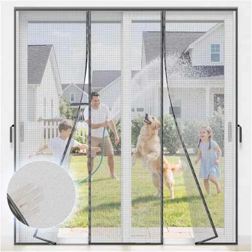 Vista 9 de Pantalla de puerta de garaje para garaje de 1 auto, malla magnética resistente con 6 correas enrollables, puertas de garaje de fibra de vidrio