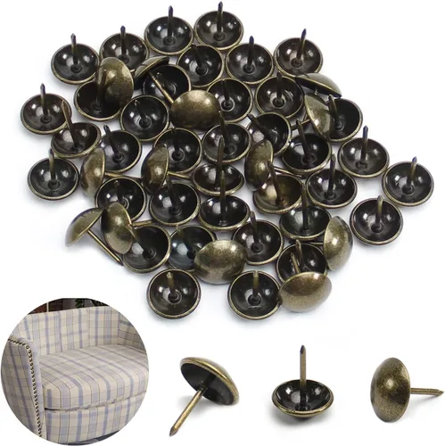 Vista 24 de MroMax 120 tachuelas de clavos para tapicería de 0.47 pulgadas de diámetro, hierro de estilo vintage, de metal, redondos, de 0.67 pulgadas de altura