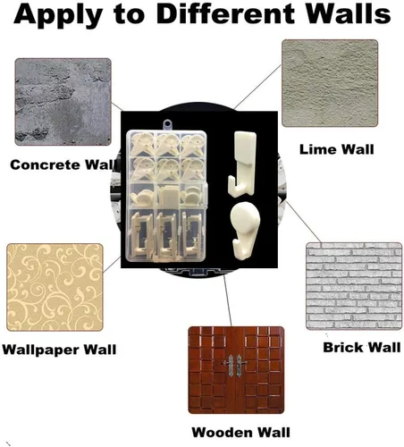 Vista 5 de Ganchos duros para colgar en la pared de concreto para colgar llaveros, reloj de pared de ladrillo para fotos de boda, kit para colgar en la oficina