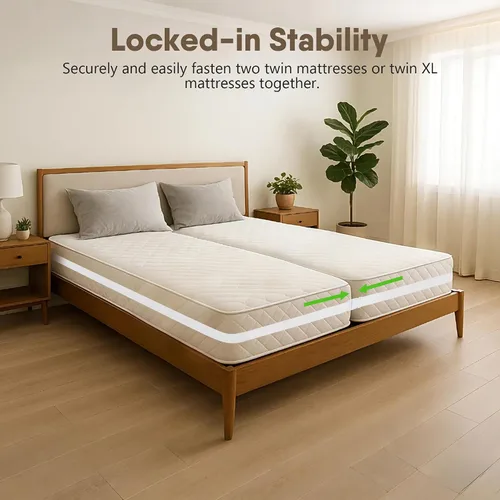 Vista 4 de Correa blanca para camas individuales/correa de cama individual a king/conector de cama individual/Carpintería de cama individual para convertir