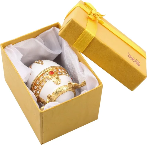 Vista 5 de QIFU Mini huevo de Pascua pintado a mano esmalte baratija caja regalo único para la familia (QF208)