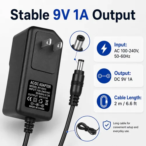 Vista 3 de 9V 1A AC Power Supply Charger Adapter Cord for Casio Digital Piano Keyboard CT-X700