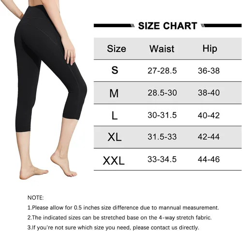 Vista 5 de Yoga Pants for Women Workout Shorts, 7 inch Slimfit Capris Rash Guard Leggings Tummy Control