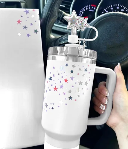 Vista 4 de 4 piezas de fundas de popote de silicona para Stanley Cup Star para Stanley Cup 30 y 40 onzas, cubierta de popote Stanley para vasos, accesorios