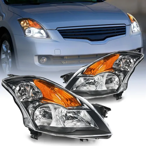 Vista 14 de Nilight - Conjunto de faros delanteros compatibles con Nissan Altima 2002, 2003, 2004. Carcasa negra, reflector ámbar, lente transparente. Faros