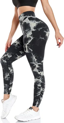 Vista 2 de SEASUM, Leggings de cintura alta con contorno de sonrisa, sin costuras, para entrenamiento, gimnasio, Yoga. Pantalones deportivos