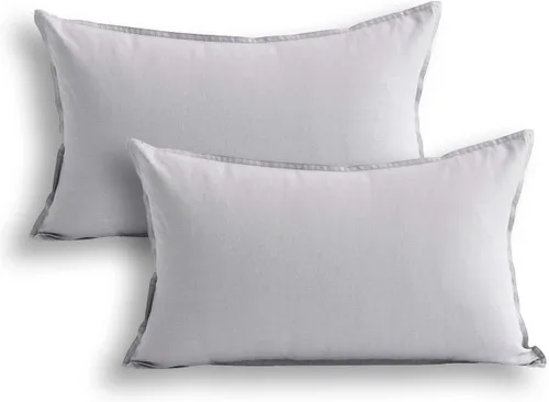 Vista 15 de Jeanerlor Funda de almohada decorativa de lino y algodón sólido de 18 x 18 pulgadas con cremallera, funda de cojín europea, funda de almohada