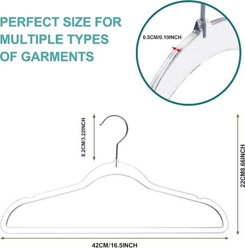 Vista 5 de Quality Hangers Perchas de plástico transparente para ropa, paquete de 10 unidades, 16.5 pulgadas, perchas resistentes para ahorrar espacio