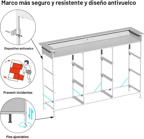 Vista 7 de EXOTICA Cómoda blanca con luz LED para dormitorio, 9 cajones con estación de carga, cómoda para entrada, armario, sala de estar, pasillo, marco