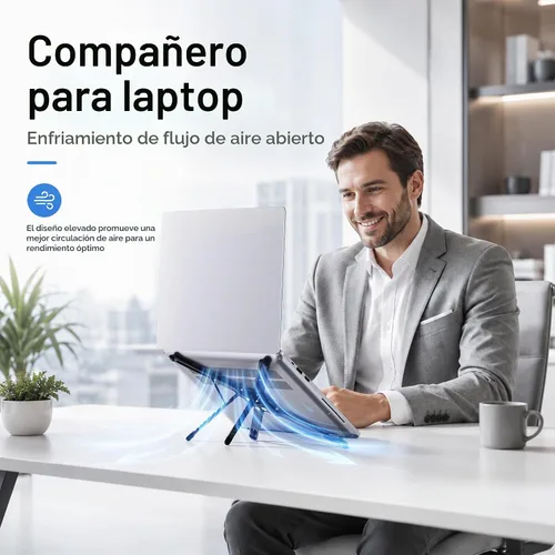Vista 9 de Soporte portátil para portátil, 3 en 1 magnético plegable ajustable, para E05S-Negro