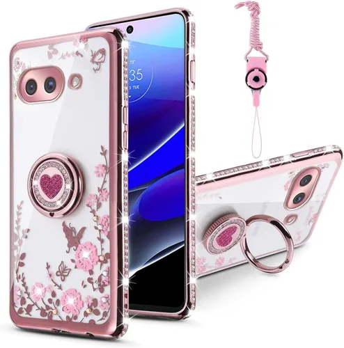 Vista 57 de Funda compatible con Google Pixel 6 Pro para mujer, con purpurina, suave, elegante, transparente, TPU de lujo, bonita funda protectora con correa