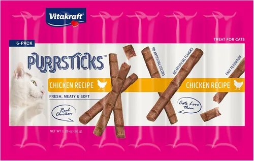 Vista 10 de Vitakraft PurrSticks - Golosinas suaves nutritivas y saludables para gatos, palitos de carne asada al horno suavemente para gatos con 70% de carne