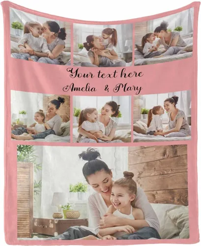 Vista 24 de InterestPrint Manta personalizada con texto y fotos, collage, regalo personalizado para cumpleaños, aniversario, boda, regalo personalizado