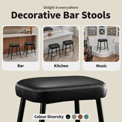 Vista 7 de STOOLINK Juego de 2 taburetes de bar de 24 pulgadas de altura de mostrador para isla de cocina, taburetes de bar de cocina modernos con base