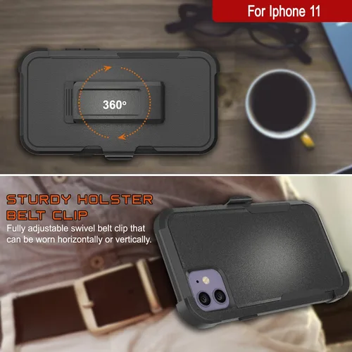 Vista 5 de Punkcase Funda para iPhone 11 con clip para cinturón [Serie Patrón] 4-1, resistente y protectora multicapa con soporte integrado para iPhone 11