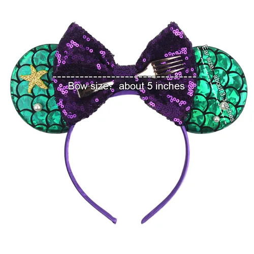 Vista 5 de Foeran Diademas con orejas de ratón lazos brillantes orejas de ratón brillantina decoración de princesa disfraz de cosplay para bebés niños y niñas