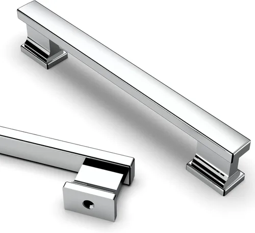 Vista 17 de Asidrama - Paquete de 6 manijas de gabinete de cocina color latón cepillado de 3.75 pulgadas (96mm), tiradores para gabinete, accesorios
