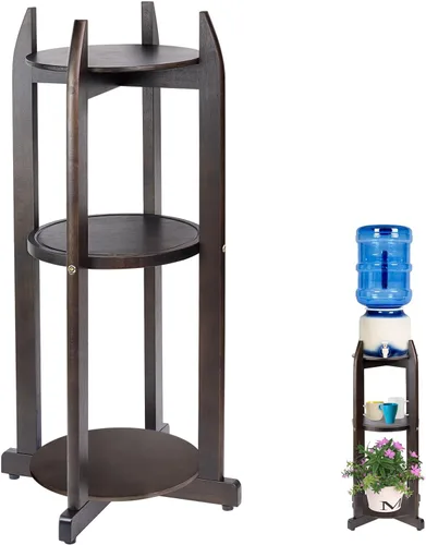 Vista 10 de Soporte dispensador de agua de madera maciza natural (32.8 pulgadas de alto-11.2 pulgadas de ancho) Soporte de suelo de cerámica para dispensador