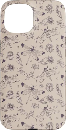 Vista 6 de Vintage Dragonfly Tan Sand Beige Wildflower Floral Flower Case for iPhone 16