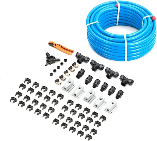 Vista 9 de Kit de Accesorios para Compresor de Aire 1/2" x 100 pies Sistema de Tuberías de Aire Comprimido de Aluminio HDPE Manguera Negra de Compresor de Aire