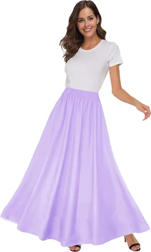 Vista 4 de Sinono - Maxi falda retro de chifón para mujer, falda vintage hasta el tobillo