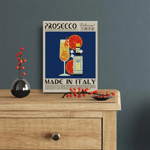 Vista 2 de Divertida impresión en lienzo de cóctel Prosecco Art Wall Painting Posters de 12 x 15 pulgadas, decoración moderna para el hogar, cocina, bar