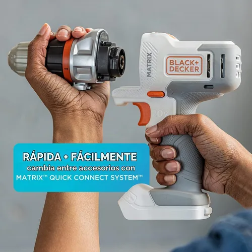 Vista 3 de BLACK+DECKER Kit de taladro/destornillador inalámbrico 20V MAX Matrix, blanco (BDCDMT120WC1FF)