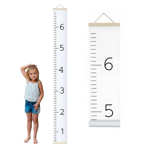 Vista 17 de Morxy Tabla de Crecimiento de Lona para Niños - Decoración de Pared Unisex para Habitación de Niños - Tabla de Medición de Altura - Cinta de Pared