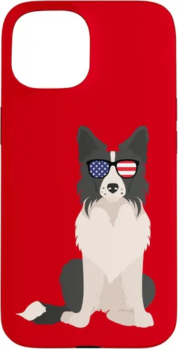 Vista 6 de Border Collie July 4th Patriotic American Sunglasses Dog Case for iPhone 16