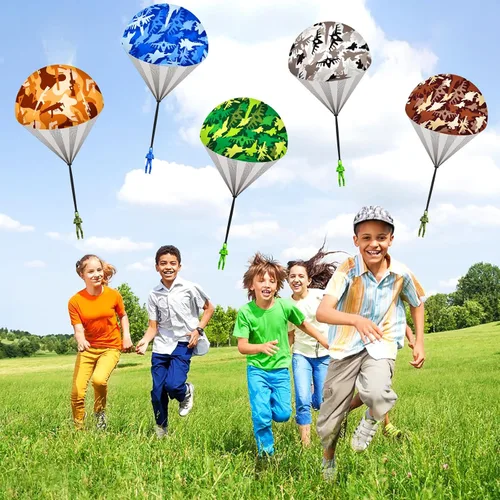 Vista 7 de 10 piezas de juguetes de paracaídas para niños, geniales juguetes voladores al aire libre, paracaídas, hombres para niños de 3, 4, 5, 6, 7, 8, 9, 10