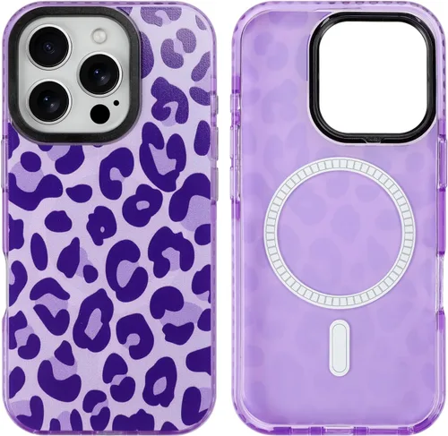 Vista 28 de SAKUULO Funda magnética para iPhone 11 Pro Max [Compatible con MagSafe] Patrón de Estampado de Leopardo Gris Claro Funda de Carga Inalámbrica