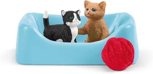 Vista 7 de Schleich Farm World - Juego de figuras de gatos y gatitos lindos - Juego de 9 piezas realistas de mamá gata y gatito bebé, juego grande para niños