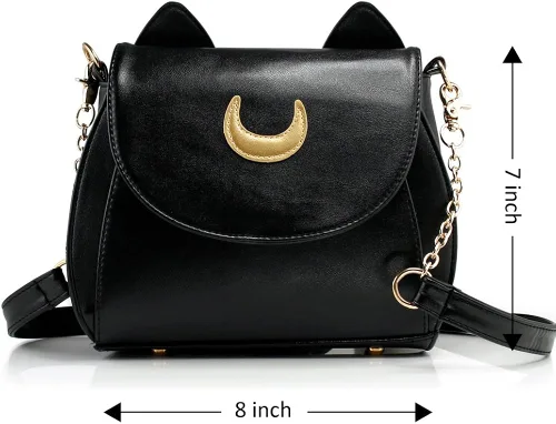 Vista 6 de Oct17 Moon Luna Design Monedero Kitty Cat Satchel bolso de hombro diseñador mujeres bolso Tote PU cuero Sailer