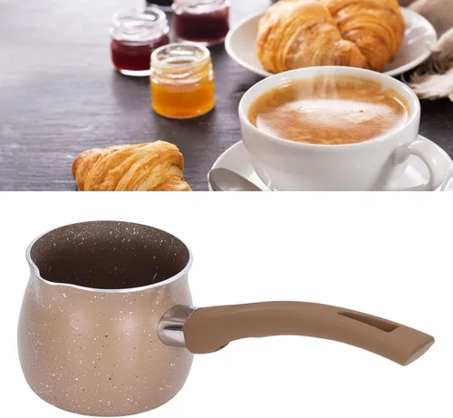 Vista 8 de Sartén de leche antiadherente de 3.1 in, olla de café antiquemaduras de una sola manija, sartén antiadherente, mini olla de leche de cerámica (café)