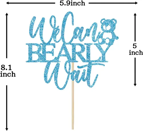 Vista 5 de We Can Bearly Wait - Decoración para pasteles, oso de peluche, decoración de baby shower para niños, tema de oso de bebé, baby shower, revelación