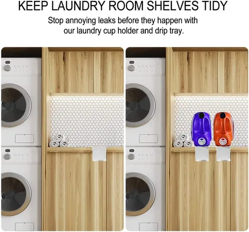 Vista 5 de JTLB Detergente para ropa sucia, paquete de 2 soportes para detergente para ropa, soporte para tazas de detergente, bandeja colectora de goteo