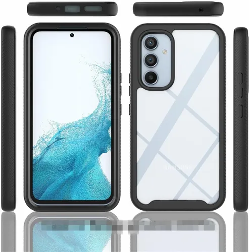 Vista 2 de Funda para Galaxy A24, Galaxy A24 4G, delgada, de cuerpo completo, resistente, elegante, protectora híbrida 3 en 1 con protector de pantalla Negro