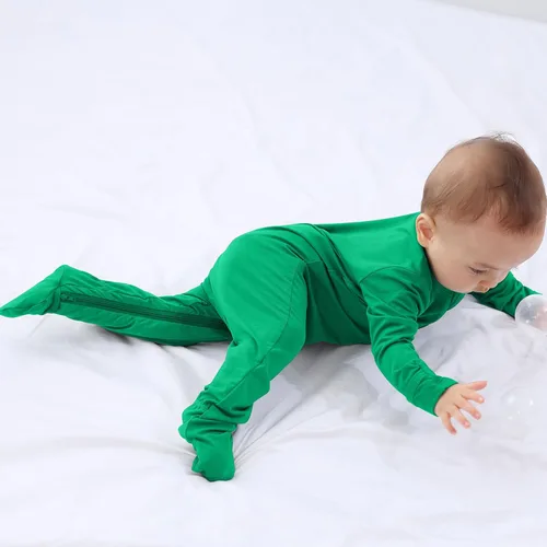Vista 4 de GUISBY Pijama con pies para bebé, con mitones, rayón hecho de bambú para dormir, pijama de manga larga con cremallera de 2 vías