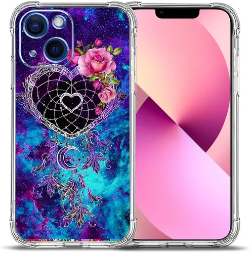 Vista 21 de Funda para iPhone 13 Pro Max, protección contra caídas de flores de mariposa azul, rosa, a prueba de golpes, carcasa protectora de cuerpo completo