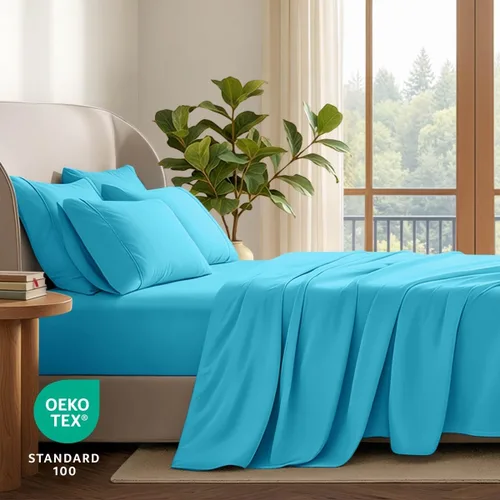 Vista 115 de Bare Home Sheet Set 1800 Ultra-Soft with 2 Pillowcases (Twin XL, Dark Blue)