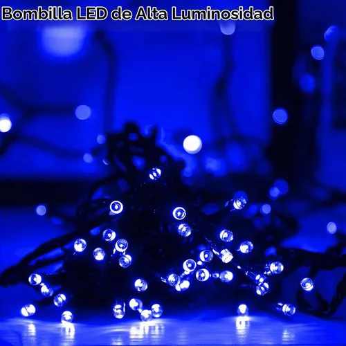 Vista 5 de Guirnalda de luces solares azules impermeables para exteriores, paquete de 2 unidades de 144 pies, 400 LED con 8 modos de impermeabilidad IP44