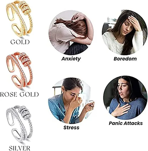 Vista 6 de LIU JUN Jansio Threanic Triple-Spin Ring, Magnetic Zircon Shaping Cross Full Moissanite Spinner Fidget Rings to My Daughter Open Anti Anxiety