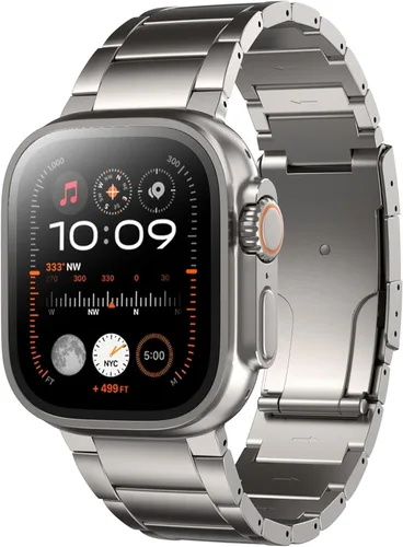 Vista 9 de LULULOOK Titanium Ultra 3 Watch Band - Grade 2 Titanium Metal Band for Men, Compatible with Apple Watch Ultra 3/ Ultra 2/ Ultra 49mm, Series 11/10