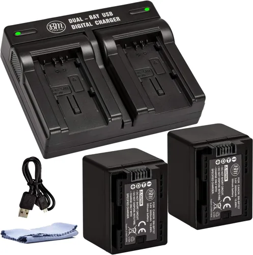 Vista 2 de BM Premium 2 baterías BP-727 y cargador dual para Canon Vixia HFR80 HFR82 HFR800, HFR70, HFR72, HFR700, HFR32, HFR300, HFR40, HFR42, HFR400, HFR50