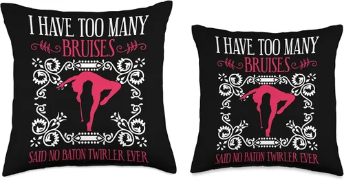 Vista 3 de Baton Twirling & Majorette Dance Designs Twirler Design for Baton Gymnastics Throw Pillow, 18x18, Multicolor