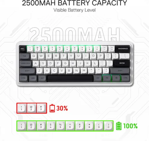Vista 6 de Redragon K722 PRO Teclado inalámbrico 60% RGB para juegos, teclado mecánico compacto de intercambio en caliente de 61 teclas con enchufe Free-Mod