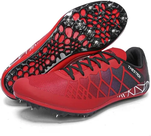Vista 13 de Tenis de correr para hombre y mujer con Spikes Athletics Racing Track and Field Negro Gris