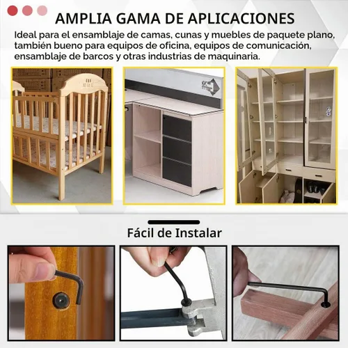 Vista 5 de Hilitchi M6 - Juego surtido de 120 tornillos de cabeza hexagonal negra, tuercas de barril para cuna, cama de bebé, muebles, cunas y sillas