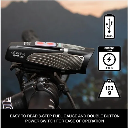 Vista 4 de NiteRider Lumina Pro 1200 + Vmax+ 150 Juego de luces para bicicleta USB-C recargable para bicicleta faros delanteros y traseros LED Combo IP64